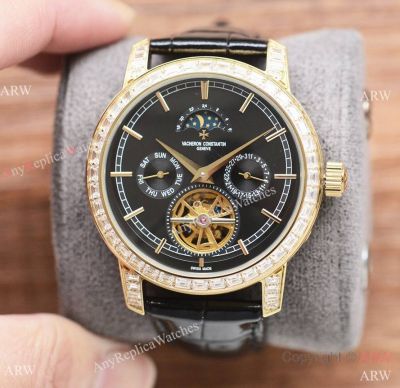 Replica Vacheron Constantin Grand Complications Tourbillon Watches Men Leather Strap